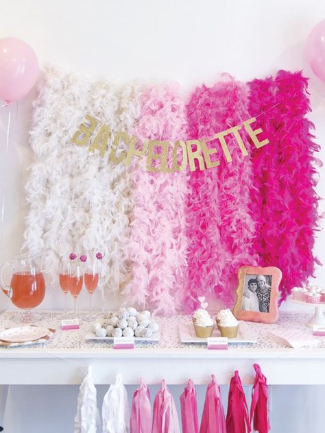 15 Easy Decorations for Your Bridal Shower or Bachelorette Party | TheKnot.com Classy Bachelorette Party Games, Barbie Bachelorette, Classy Bachelorette Party, Fiesta Shower, Bachelorette Planning, Pink Bachelorette, Pastel Cupcakes, Bachelorette Party Weekend, Awesome Bachelorette Party