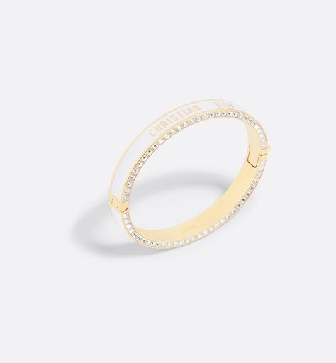 Dior Night Code Bangle Gold-Finish Metal, White Crystals and White Lacquer | DIOR Bangle Gold, White Crystals, Gold Bangles, The Edge, Gold Finish, Christian Dior, Dior, Bangles, Gift Ideas