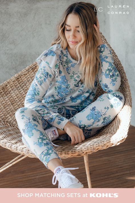 Ready to meet your perfect match? Say hello to these cute and cozy loungewear sets from LC Lauren Conrad. With sweet floral prints and soft fabrics, they make the perfect throw-on-and-go ’fit for Zoom calls, movie nights and everything in between. Find new styles in a flash with fast + free store pickup or drive up! Shop sweatshirts, sweatpants and more matching sets from LC Lauren Conrad at Kohl’s and Kohls.com. #loungewear #lclaurenconrad Lauren Conrad Collection, Lauren Conrad Style, Cozy Loungewear, Soft Cardigan, Loungewear Sets, Best Face Products, Womens Size Chart, Lc Lauren Conrad, Lauren Conrad