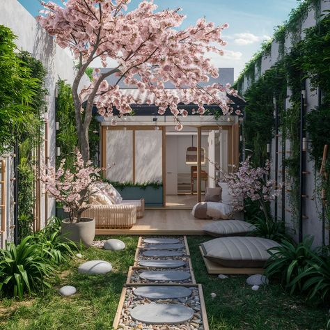 24 Japanese Garden Ideas to Transform Your Backyard into a Serene Oasis - placeideal.com Japandi Garden Design, Japandi Garden Ideas, Zen Architecture Exterior, Tiny House Garden, Indoor Japanese Garden, Zen Balcony, Japandi Garden, Japanese Garden Ideas, Rustic Meets Modern