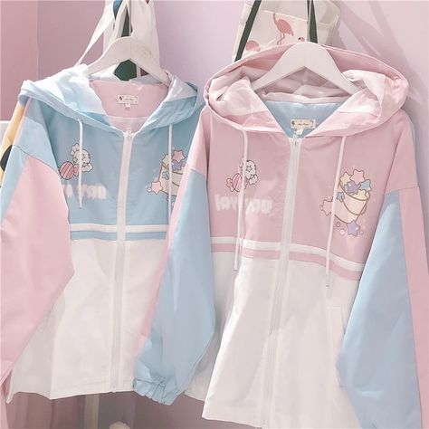 Pastel Hooded Jacket – Pastel Kitten Pastel Jacket, Pastel Hoodie, Fairy Kei Fashion, Harajuku Hoodie, Mode Kawaii, Kei Fashion, Pastel Outfit, Kawaii Fashion Outfits, Pink Jacket