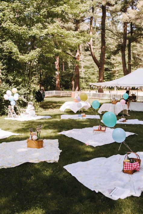 Picnic Blanket Wedding, Engagement Party Picnic, Wedding Picnic Reception, Save Money On Wedding, Picnic Themed Parties, Picnic Baby Showers, Retro Picnic, Long Engagement, Picnic Theme