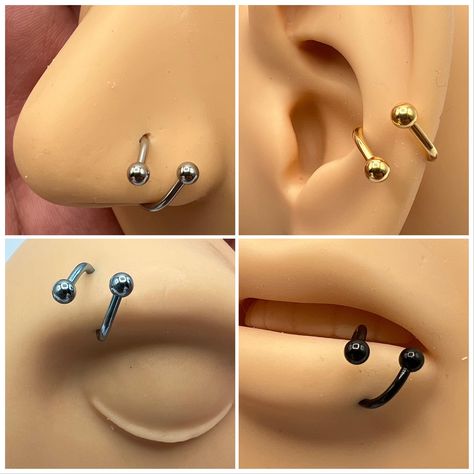 Ball End Hoop Curved Spiral Barbell Nose Ring Lip Ring Eyebrow Ring Orbital Piercing Gold Silver Blue Black Nose Jewelry 16G 16 Gauge 8mm  -1 Ring Per Order -316L Surgical Steel -16 Gauge (1.2mm) -8mm -Eyebrow Ring -Nose Ring -Lip Ring -Ear Orbital Ring -Gold, Silver, Blue, Black -Lead Free -Nickel Free -Hypoallergenic Orbital Piercing, Lip Piercing Jewelry, Nose Ring Jewelry, Eyebrow Jewelry, Grunge Jewelry, Eyebrow Ring, Cool Piercings, Cute Ear Piercings, Black Nose