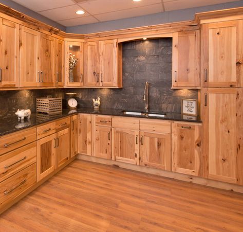 Carolina Hickory Kitchen Cabinets | RTA Cabinet Store Knotty Kitchen Cabinets, Rustic Hickory Kitchen Cabinets, Knotty Alder Kitchen, Alder Kitchen Cabinets, Wood Kitchen Ideas, Hickory Kitchen Cabinets, Modern Wood Kitchen, Hickory Kitchen, Hickory Cabinets