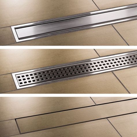 KERDI-LINE Drain | schluter.com Roll In Showers, Bathtub Surround, Linear Drain, Bathroom Shower Design, Floor And Decor, Bathroom Drain, Shower Drains, Bathroom Idea, Bathroom Remodel Shower