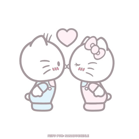 Hello Kitty Mochi, Hello Kitty Boyfriend, Sanrio Png, Icons Coquette, Kawaii Couple, Sanrio Love, Cat App, Kitty Kisses, Valentines Day Drawing