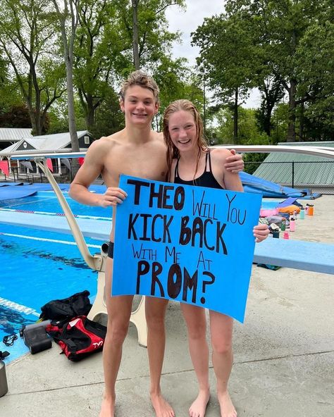 Swimming Promposal, Swim Promposal, Prom Posals, Prom Posters, Poster Idea, Dance Poster, Hoco Proposals, Poster Ideas, Swimmers