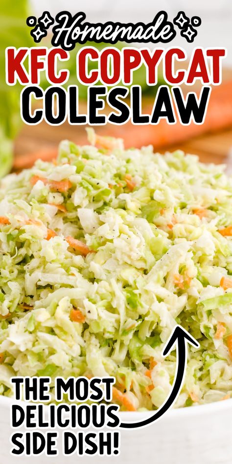 A close-up shot of copycat kfc coleslaw in a bowl. Kentucky Fried Chicken Cole Slaw Recipe, Lees Coleslaw Recipe, Better Than Kfc Coleslaw, Kfc Copycat Slaw, Coleslaw Dressing Kfc, Home Made Cole Slaw Dressing, Kfc Copycat Coleslaw, Kfc Slaw Recipe, Kfc Cole Slaw Recipe Easy