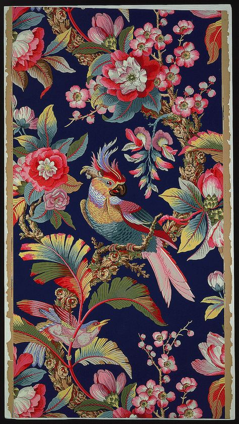 Floral | Cooper Hewitt, Smithsonian Design Museum - Part 8 Needle Painting, Chinoiserie Wallpaper, Parakeets, Cat Air, Design Textile, Tropical Flowers, Textile Patterns, Surface Pattern Design, William Morris