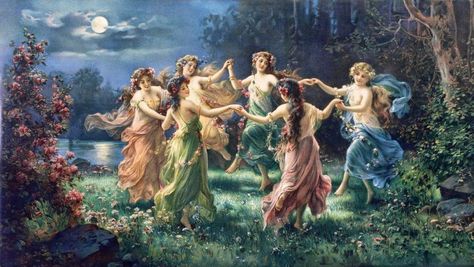 Elfenreigen Hans Zatzka, Images Victoriennes, Dance Artwork, Oil Painting Woman, Fairies Dancing, Art Classique, Oil Painting Reproductions, Romantic Art, Ethereal Art