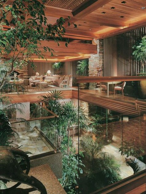 Biofilic Design, Biophilic Architecture, Monochromatic Interior Design, Tropical Interior, Retro Interior Design, Plans Architecture, Vintage Interior Design, Retro Interior, Vintage Interior