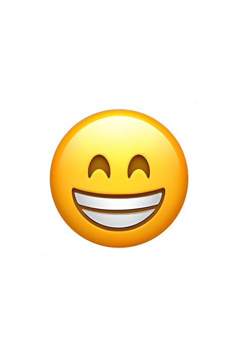 This emoji depicts a yellow face with a wide, open smile and closed eyes that are curved upwards at the corners, giving the impression of happiness and joy. The smile is so big that it almost reaches the eyes, and the cheeks are raised, creating a beaming effect. The eyebrows are also raised, adding to the overall expression of excitement and positivity. Big Smile Emoji, Happy Emoji Drawing, Smile Emoji Photo, Happy Emoji Faces, Emot Iphone, Smile Face Emoji, Excited Emoji, Emoji Ip, Lukisan Van Gogh