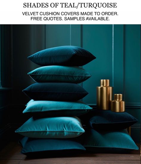 3 PACK MADE TO ORDER TEAL TURQUOISE VELVET SCATTER CUSHION COVERS. THROW PILLOW Teal Throw Pillows, Teal Cushions, Throw Pillows Living Room, Velvet Couch, Pillow Bed, Throw Pillows Bed, Teal Turquoise, Chocolate Packaging, Brand Board