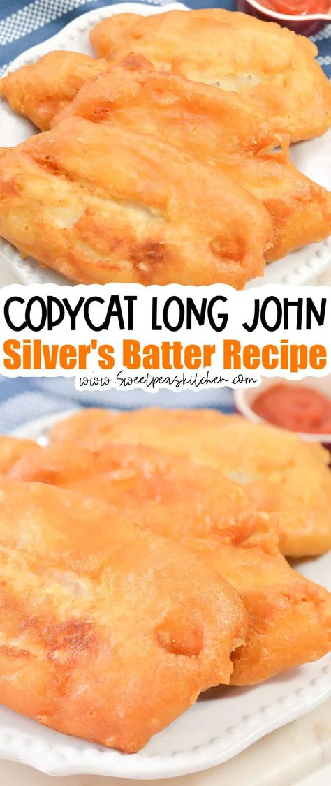 Copycat Long John Silvers Fish, Copycat Long John Silvers, Fish And Chips Batter, Long John Silvers Batter, Beer Battered Fish Recipes, Fish Batter, Fish Batter Recipe, Chicken Batter, Long John Silver