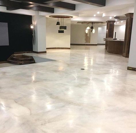 Is Epoxy Flooring Good for Homes? Pros | Cons & Cost | tilen.space Epoxy Floor Salon, Epoxy Home Floors, White And Gold Epoxy Floor, Farmhouse Epoxy Floor, Epoxy Floors In Home Kitchen, Metallic Epoxy Floor Basement, Basement Epoxy Floor Ideas, Dark Epoxy Floor, Epoxy Basement Floor Ideas