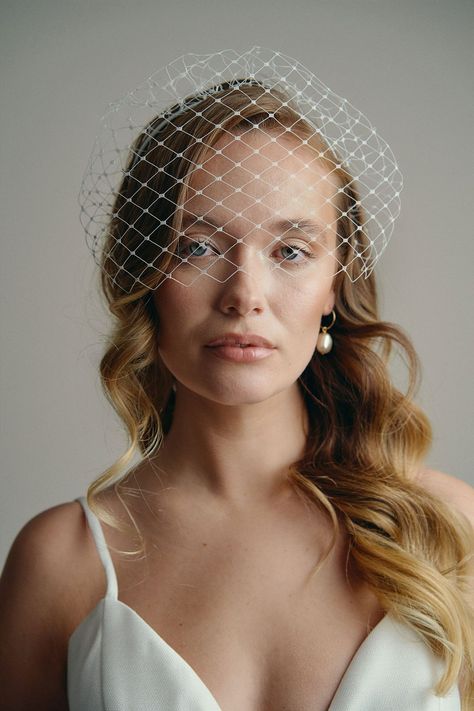 Ethereal bridal jewelry and hair accessories from Debbie Carlisle Jewellery Simple, Merry Widow, Ivory Veil, Veil Styles, Birdcage Veil, Baroque Pearl Earrings, Velvet Hair, Hoop Earrings Gold, Bridal Look