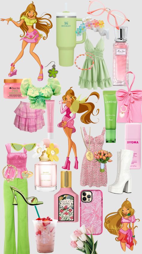 Flora #floral #flowers #pink #green #outfitinspo #nature #beauty #vibes #makeup #jewelry Winx Club Style, Easy Drawing Steps, Pretty Halloween Costumes, Beauty Vibes, Anime Inspired Outfits, Disney Dolls, Cartoon Outfits, Flowers Pink, Club Style