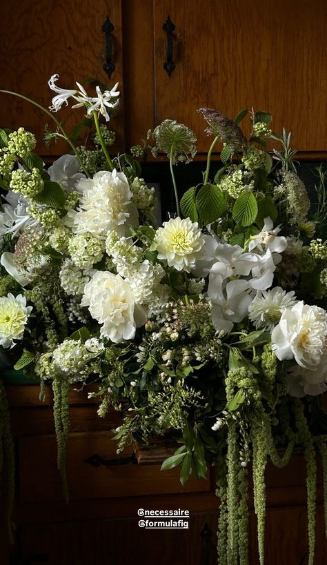 Organic Bridesmaid Bouquet, Moss Flower Arrangements Wedding, Green And Cream Wedding Flowers, Soho Farmhouse Wedding, Green Hydrangea Arrangements, Fern Flower Arrangements, Wedding Flower Arrangements Green, Green Flower Arrangements Wedding, White And Olive Green Wedding