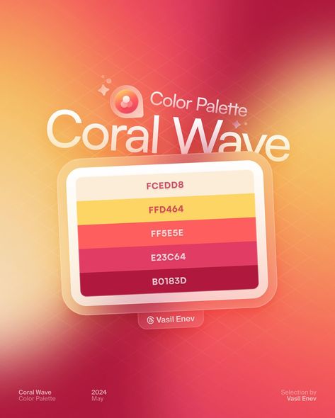 🪸 Coral Wave • Which color do you like? I’ve prepared the Coral Wave #Gradient a few days ago, and I’m thankful for all the love I received over #Threads. And because of it, I’m sharing each of the 🎟️ Color Tickets. Let me know which one you like the most! Make sure to comment or dm me with questions! 🫶🏻 • #stunninggradients #colorpalette #designinspiration #gradient #gradients #color #colors #palette #graphicdesign #graphicdesigner #dotuiux #uiux #ui #webdesigner #appdesign #uitrends #des... Coral Colour Palette, Color Theory Art, Ui Design Trends, Colour Pallets, Keyword Elements Canva, Website Color Palette, Pantone Colour Palettes, Color Design Inspiration, Hex Color Palette