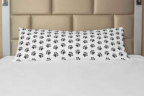 Amazon.com: Ambesonne Paw Print Body Pillow Case Cover with Zipper, Puppy Kitten Dog and Cat Themed Repetitive Pet Foot's Stains Concept, Decorative Accent Long Pillowcase, 21" x 54", Grey White : Home & Kitchen Body Pillow Case, White Throw Pillow, Cat Themed, White Home, Dog And Cat, Body Pillow, Cat Theme, Pillow Case, Paw Print