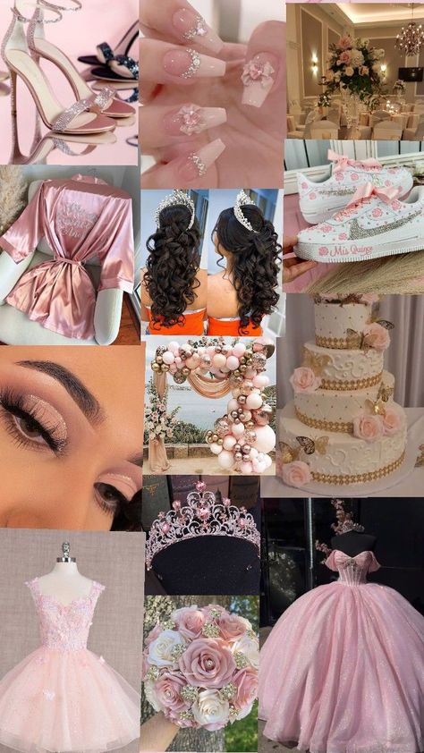 Quinceanera Rose Gold Theme, Twin Quinceanera, 15 Themes Quinceanera, Pink Quinceanera Theme, Baby Pink Quinceanera Dresses, Pink Quince Theme, Butterfly Quinceanera Theme, Rose Gold Quince, Sweet 16 Party Favors