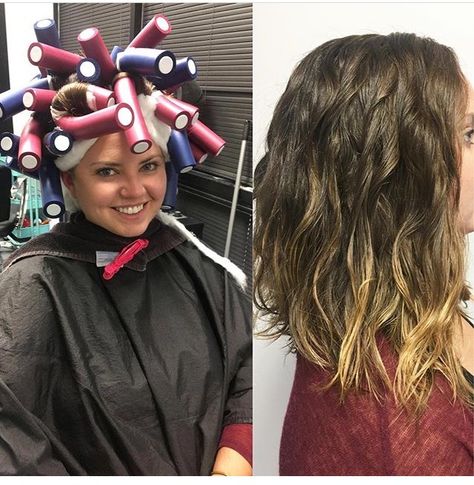 Beach Wave Perm - before and after American Wave Perm Before And After, Permanent Curls Before And After, Beach Curl Perm, American Wave Perm, Perm Waves, Curl Perm, Permanent Curls, Beach Wave Perm, American Wave