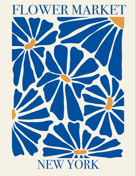 Flower Market New York Poster, Blue And Green Prints, Aesthetic Blue Posters, Blue Posters Aesthetic, Blue Green Poster, Blue Aesthetic Poster, Flower Market New York, New York Flower, Matisse Paintings