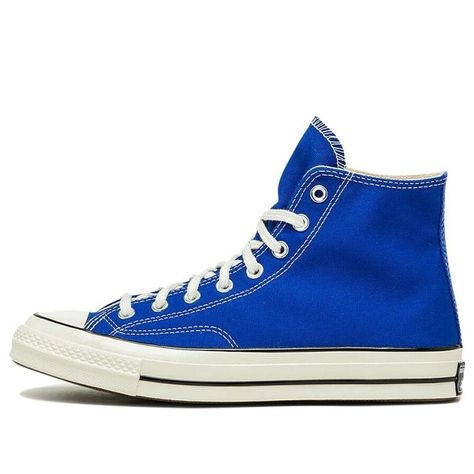 Introducing the new Converse Chuck Taylor All Star 1970s Hi Rush Blue—a timeless classic with an archival look, packed with modern features. For those looking to add a classic touch to any outfit, Converse has you covered! Crafted with sturdy canvas and featuring original branding details, the Chuck 70 brings that classic ‘70s style to your wardrobe for a bold, statement-making look. With this bright and colorful rush blue color, you can take your everyday style from basic to brilliant in no tim Royal Blue Converse, Chuck Taylor 70s, Outfit Converse, Chuck Taylor 70, Cute Converse, Blue High Tops, Blue Converse, Dr Shoes, All Star Shoes