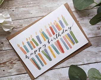 Watercolour Birthday Card, My Happy Birthday, Watercolor Candles, Colourful Watercolour, Birthday Candle Card, Happy Birthday Cards Diy, Sweet 17, Watercolor Birthday Cards, Birthday Card Drawing