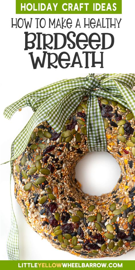 How to Make a Healthy Birdseed Wreath: A Festive DIY Birdseed Wreaths How To Make, Diy Bird Seed Wreath, Diy Birdseed Wreath, Bird Seed Wreath Diy, Birdseed Wreath Recipe, Bird Seed Gift Ideas, Bird Seed Wreaths, Suet Bird Feeder Diy, Bird Seed Ornaments Recipe Peanut Butter