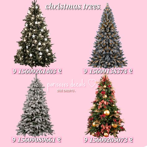 follow my tiktok- .parisxoxs Bloxburg Houses Christmas, Tree Decals Bloxburg, Bloxburg Tree Decals, Christmas Tree Decal, Bloxburg Halloween, Pictures Codes, Plant Decals, Picture Decals, Bloxburg Christmas