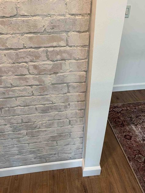 DIY Faux Brick Wall : An easy accent for your house Faux Brick Wall Bedroom, Brick Accent Wall Bedroom, Brick Wall Diy, Fun Accent Wall, Faux Brick Accent Wall, Brick Wall Bedroom, Diy Faux Brick Wall, Brick Wall Ideas, Diy Brick Wall