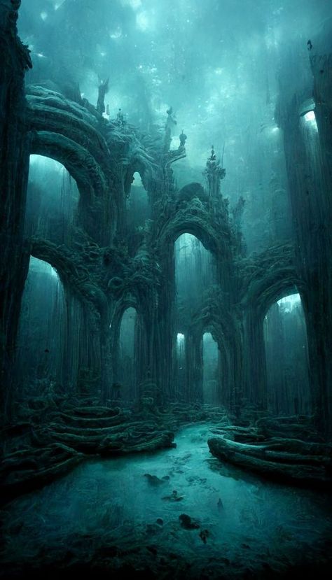 Dark Mermaid, Lost City Of Atlantis, Underwater City, Undersea World, Dark World, Mermaid Aesthetic, Fantasy Places, Fantasy Art Landscapes, Fantasy Aesthetic