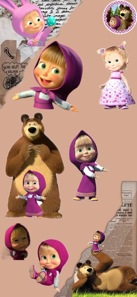 Masha Wallpaper, Masha And The Bear Wallpaper, Wallpaper Marsha, Funny Baby Cartoon, Marsha And The Bear, Baby Movie, Wallpaper Wa, Fashion Illustration Tutorial, Illustration Tutorial