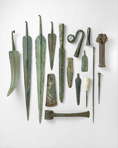 Bronze tools and ceremonial objects.The tin-bronze scepter head, top,far right… Prehistoric Age, Ancient Tools, Cradle Of Civilization, Ancient Mesopotamia, Roman Art, Iron Age, Viking Jewelry, Bronze Age, Ancient Artifacts