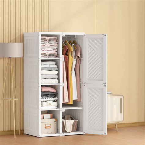 Do you need a place to hide your things? This practical and good -looking storage cabinet from the collection is just right for you. Made of environmentally friendly PP material, which is lighter than composite panels or wood, stronger and more durable than canvas or fabric, the wardrobe falls on a high, cleanly lined rectangular silhouette. This wardrobe is decorated in an elegant white with a frame and doors and shelves. It is the perfect storage solution for your home. Adequate division, neat Amazon Closet, Folding Wardrobe, Small Room Makeover, Standing Closet, Clothes Cabinet, Wardrobe Bed, Cabinet Closet, Daybed Mattress, Child Clothes