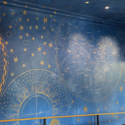 Celestial Room Decor Diy, Celestial Mural, Celestial Room Aesthetic, Constellation Ceiling, Painted Ceiling Medallion, Star Mural, Celestial Ceiling, Celestial Home Decor, Stargazing Aesthetic