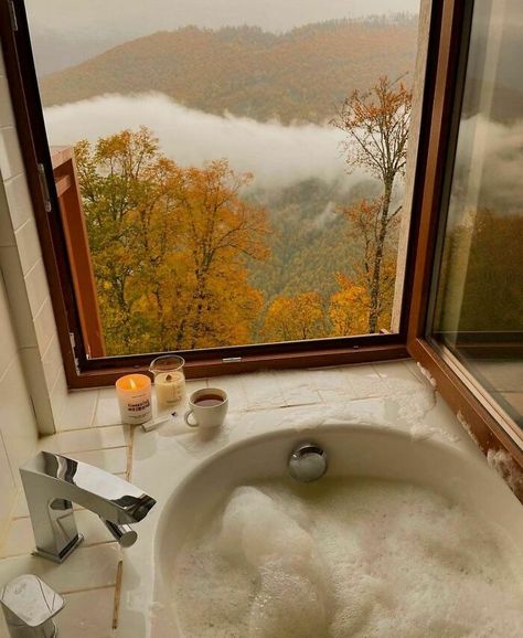 Cozy Bath, Cabin Aesthetic, Bathroom Design Trends, Design Exterior, Fall Feels, Humble Abode, Bath Tub, Autumn Cozy, Autumn Aesthetic