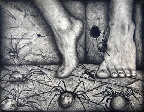 Arachnophobia (fear of spiders) by herrerabrandon60 Fear As Drawings, Fear Of Spiders, Crazy Videos, Spider Drawing, Web Security, Creepy Drawings, Ap Studio Art, Spider Art, Dark Art Drawings