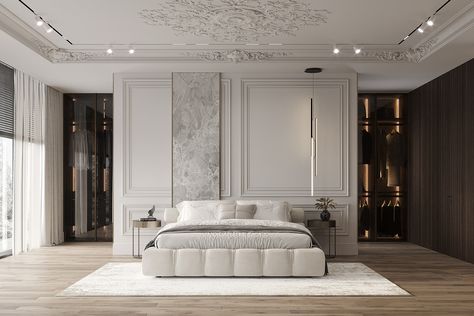 MA|173 master bedroom :: Behance Neo Classical Bedroom, Modern Classic Bedroom, Classical Bedroom, Classy Interior, Classic Bedroom Design, Classical Interior, Bedroom Interior Design Luxury, Classic Interior Design, Luxury Bedroom Master