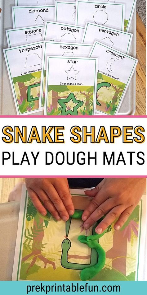 Learning to create snakes from play dough is one of the first skills that preschoolers develop when they first begin to manipulate play dough. Creating snakes can easily lead to shape formation! Zoo Animal Learning Activities, Snake Playdough Mats, Reptile Projects For Preschool, Snake Theme Preschool, Preschool Lizard Activities, Zoo Playdough Mats, Snakes Preschool Activities, Snake Sensory Bin, Preschool Snake Activities