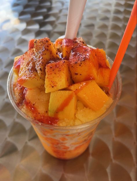 #mango #chamoy #tajin #icy #mangonada #goodness #drinks #foodstagram #fresh #mangoasthetic Chamoy Mango, Mango Chamoy, Exotic Snacks, Hispanic Aesthetic, Mexican Snacks, Spicy Snacks, Food Babe, Food Therapy, Mexican Culture