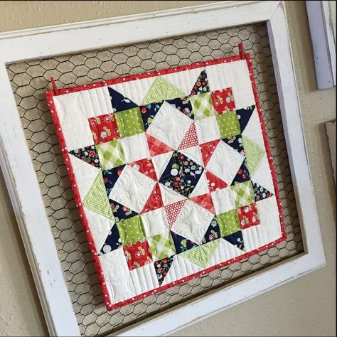 Moda Love Sew Along Framed Quilt, Tiny Quilts, Quilted Wall Hangings Patterns, Quilt Hanging, Mini Patchwork, Quilt Display, Doll Quilts, Picnic Quilt, Mini Quilt Patterns