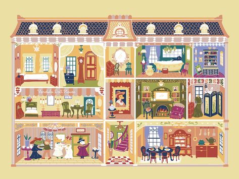 Doll House Illustration, Lifestyle Illustrations, Dollhouse Wall, Wall Illustration, Dollhouse Design, Lifestyle Illustration, House Illustration, Global Community, Creative Professional