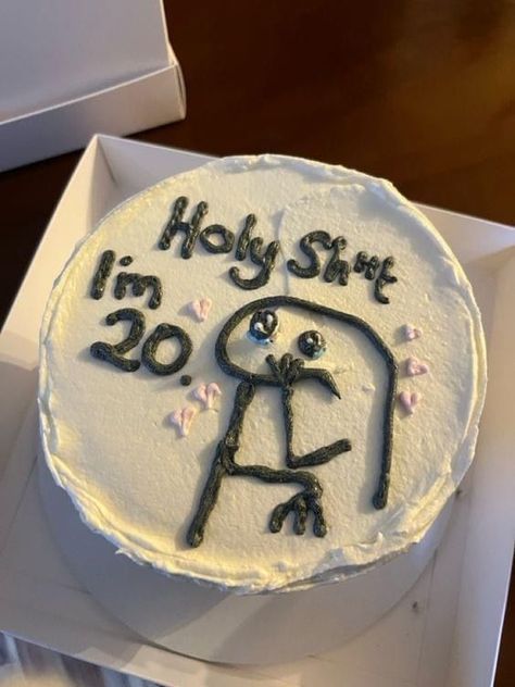 Famous Birthday Cakes, Cake Designs Birthday 20 Years, 20 Th Bday Cake, 20th Birthday Cake Idea, Funny Bento Cake Ideas, Birthday Cakes For 20th Birthday, Bento Cake Design 20th Birthday, Birthday Cake Meme Funny, Your 20 Birthday Cake