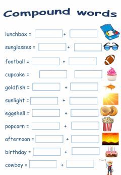 Compound words Language: English Grade/level: 4-5 School subject: English as a Second Language (ESL) Main content: Compound words Other contents: word attack Compound Words Worksheets, Animal Pictures For Kids, Kids Worksheet, English Grammar For Kids, 1 Worksheet, Grammar For Kids, Spelling Lists, English Phonics, Kids English