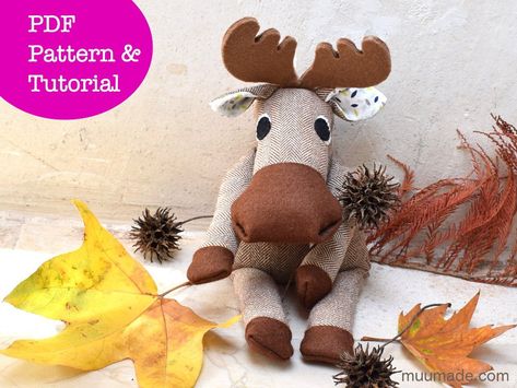 Moose Sewing Pattern, Deer Stuffed Animal, Stuffed Animal Sewing, Felt Animal Patterns, Animal Sewing Patterns, Soft Stuffed Animals, Horse Pattern, Fabric Animals, Diy Sewing Projects