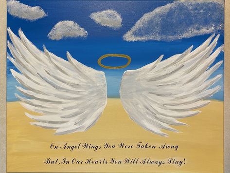 Angel wing w/quote acrylic painting done by Suzzan Marie Angel Wings Painting Easy, Angel Wings Painting Acrylic, Painting Acrylic Easy, Wings Painting, Angel Wings Painting, Painting Acrylic, Angel Wings, Art Ideas, Acrylic Painting