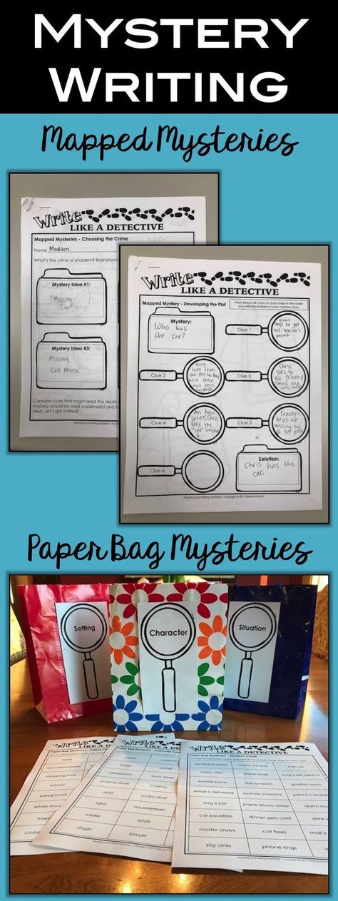 Writing Games For Kids, Mystery Unit, Writing For Kids, Writing Club, Puzzle Pictures, Third Grade Writing, 5th Grade Writing, Mystery Writing, Mystery Genre