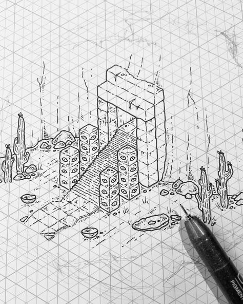 Isometric Drawing Tutorial, Isometric City Drawing, Isometric Dungeon Maps, Isometric Art Tutorials, Fantasy Village Map, Paths Peculiar, Map Tutorial, Draw Buildings, Isometric Sketch